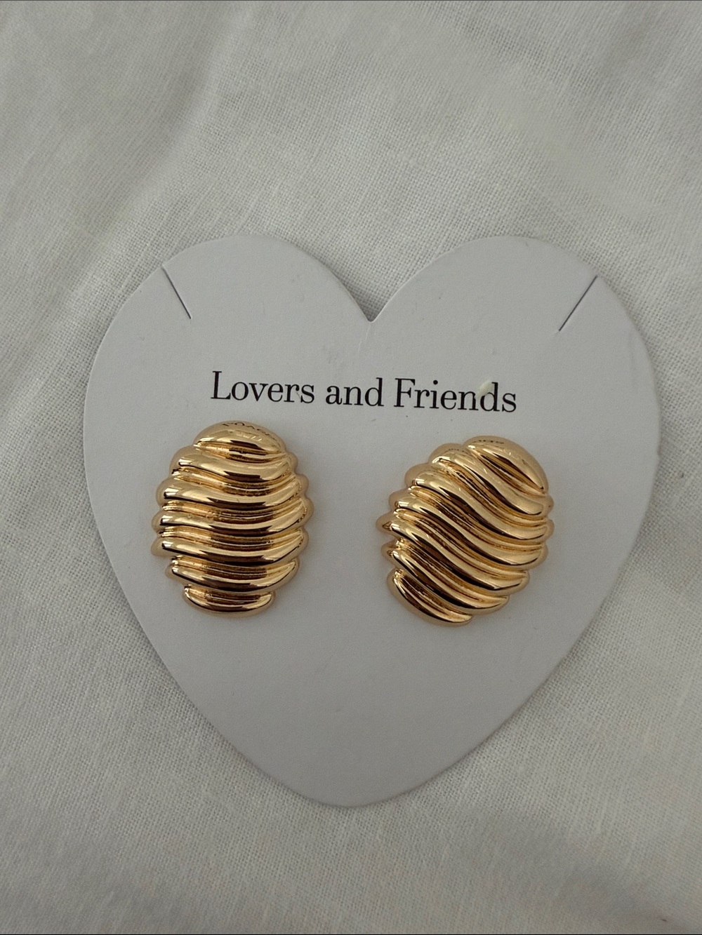 Lovers + Friends Shiny Gold Ribbed Clip-On Earrings